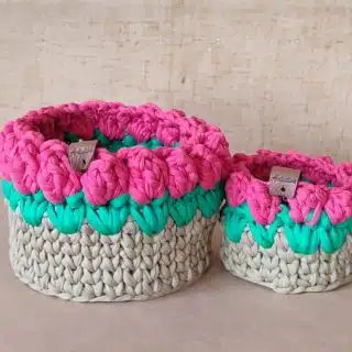 beige tulip bloom basket