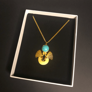 Handmade Turquoise Lotus necklace for women