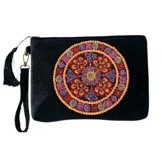 Orange Khayamiya Rhinestones Clutch