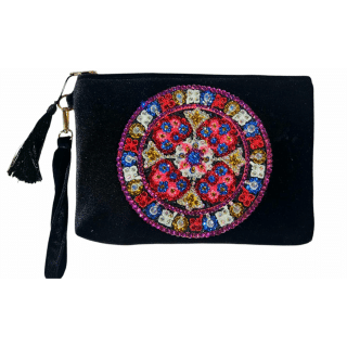 Red Khayamiya Rhinestones Clutch