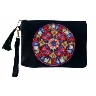 Red Khayamiya Rhinestones Clutch