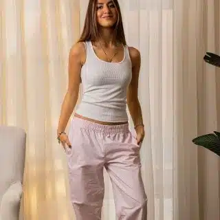 white & pink striped pants