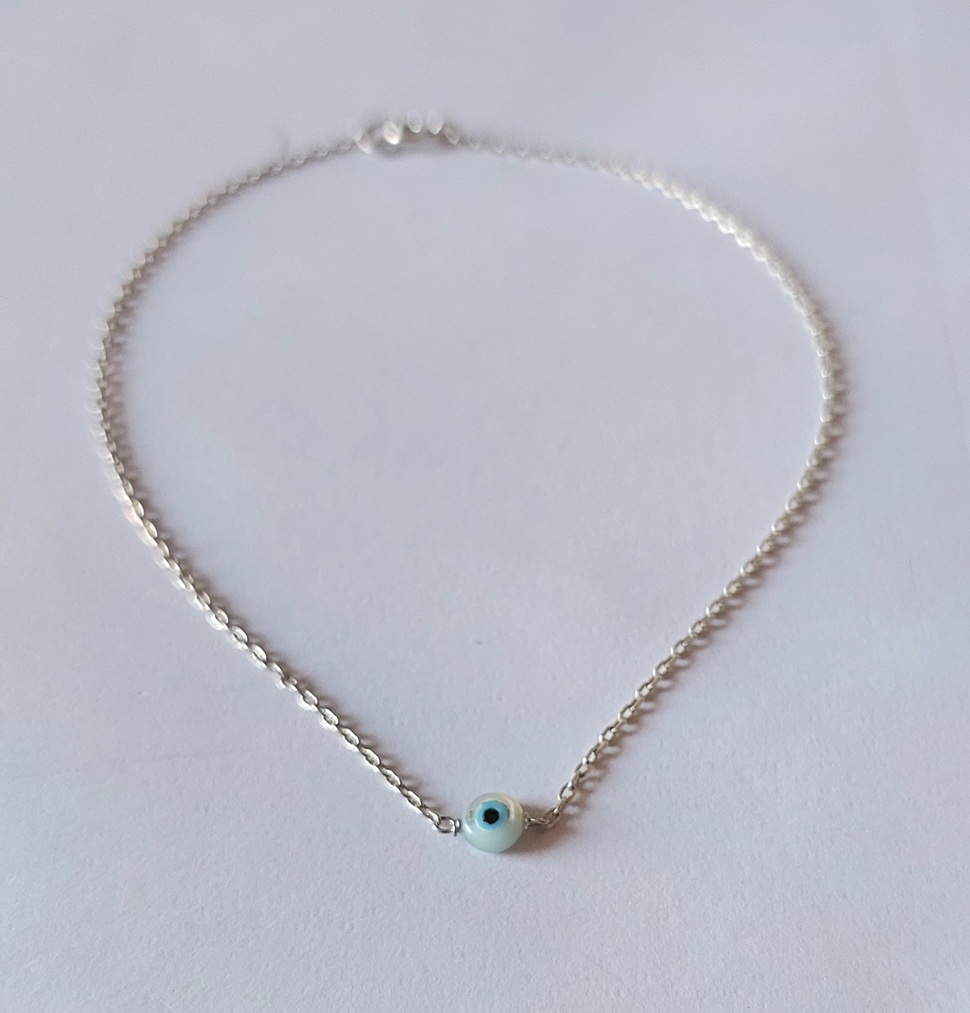 "Evil Eye Silver ankelt 1 "Evil Eye Silver ankelt