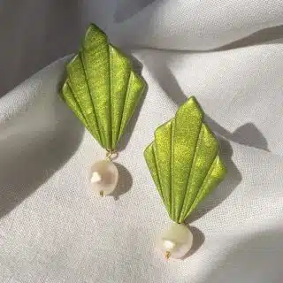Adriana earrings - Handmade polymer clay earrings in Chartreuse, using 14k gold-filled wire and 925 sterling silver post