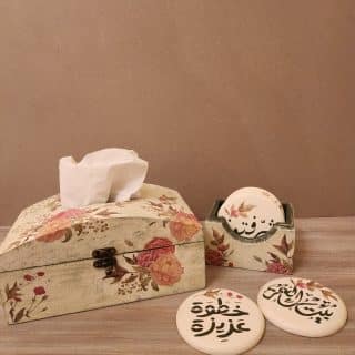 Tissue box and coasters set