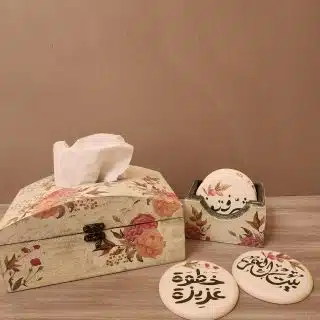 Tissue box and coasters set