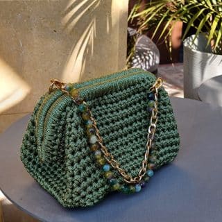 Olive bag/clutch with a double handle