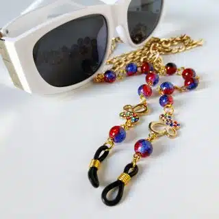 Mix Red/Blue alabaster glasses chain