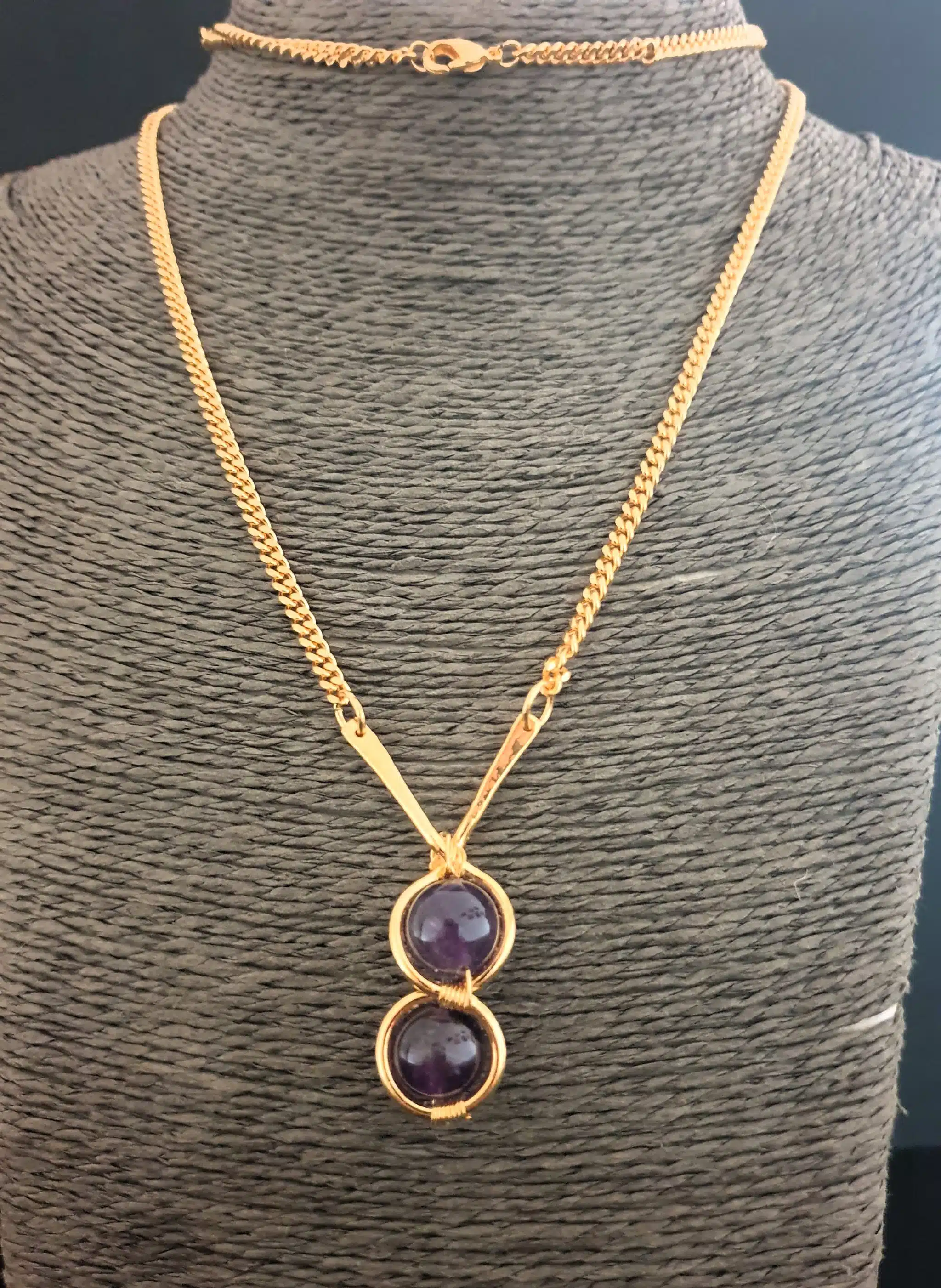 Double sphere amethyst necklace 1 Double sphere amethyst necklace