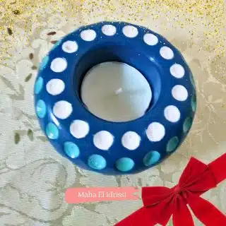 Blue & white candle holder