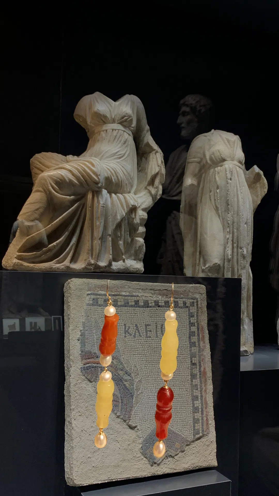 Color Cascade 2 color cascade earrings - butter yellow and ornage - Natural Agate stones