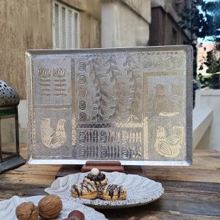 صينية مستطيلة الومنيوم نقش شعبى يدوى