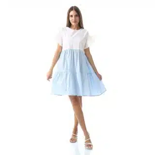 Powder blue White Tiered dress