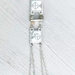 Silver Square Flat Fish & Amazonite beads Necklace