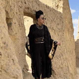 Royal black x gold kaftan