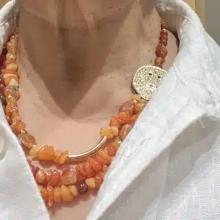 Carnelian, orange agate necklace, gold filled spacers & clasp, 3 layers