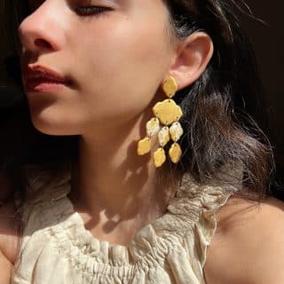 Maysa earrings - polymerclay tall gold handmade