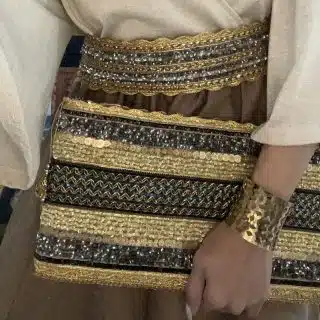 Smoky gold embroidered clutch