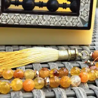 Agate orange Sebha, prayer beads with tassel