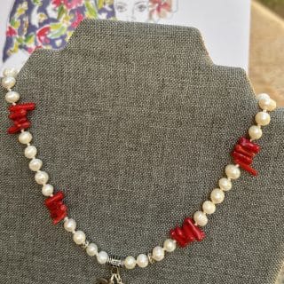 Pearl & coral necklace.