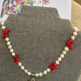 Pearl & coral necklace.