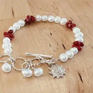 Sterling silver bracelet, pearl
