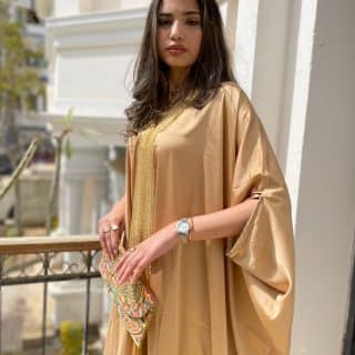 Golden kaftan with gold embroidery