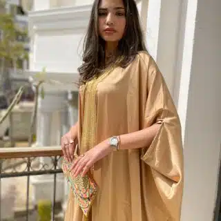 Golden kaftan with gold embroidery
