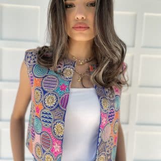 Indian embroidery blue vest