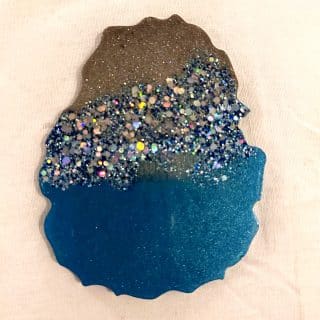 glittery beige and blue beach