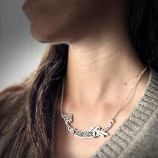 Pharaonic boat silver necklace