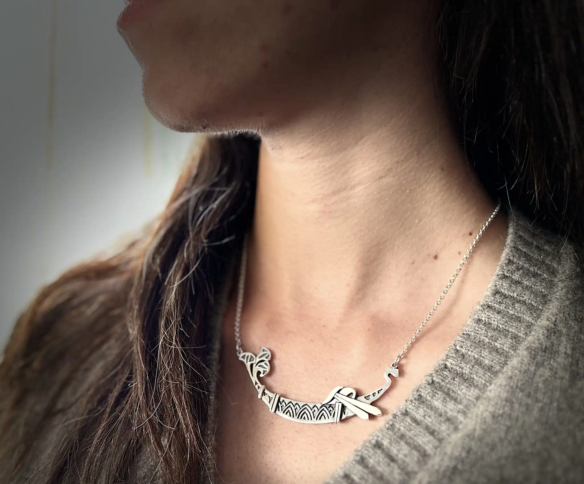 Pharaonic boat silver necklace 1 Pharaonic boat silver necklace