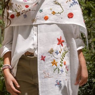 Floral Delight White Shawl