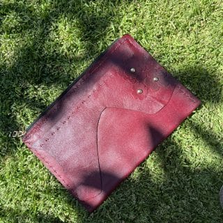 Natural leather red clutch