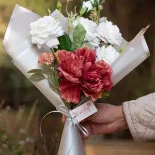 Elegant faux flowers gift.