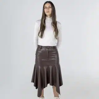 Brown leather skirt