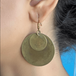 Double Copper Disk Earrings