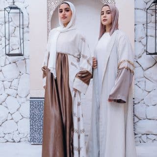 Natural Linen with Satin Organza Abaya