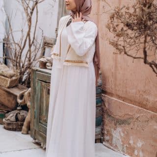 Half Padded Lace with Linen kaftan