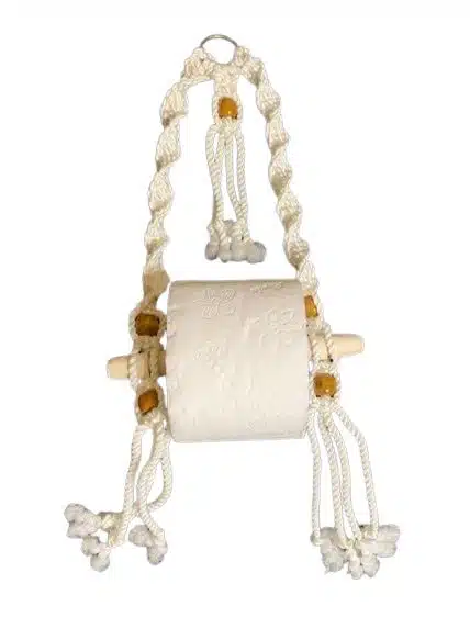 Handmade Macrame Tissue Holder - White 1 Handmade Macrame Tissue Holder - White