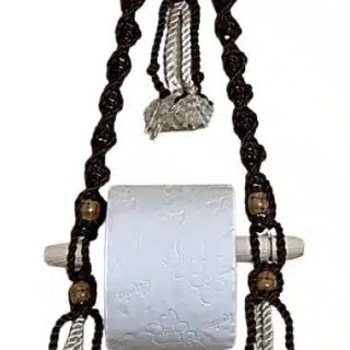 Handmade Macrame Tissue Holder - Brown/White