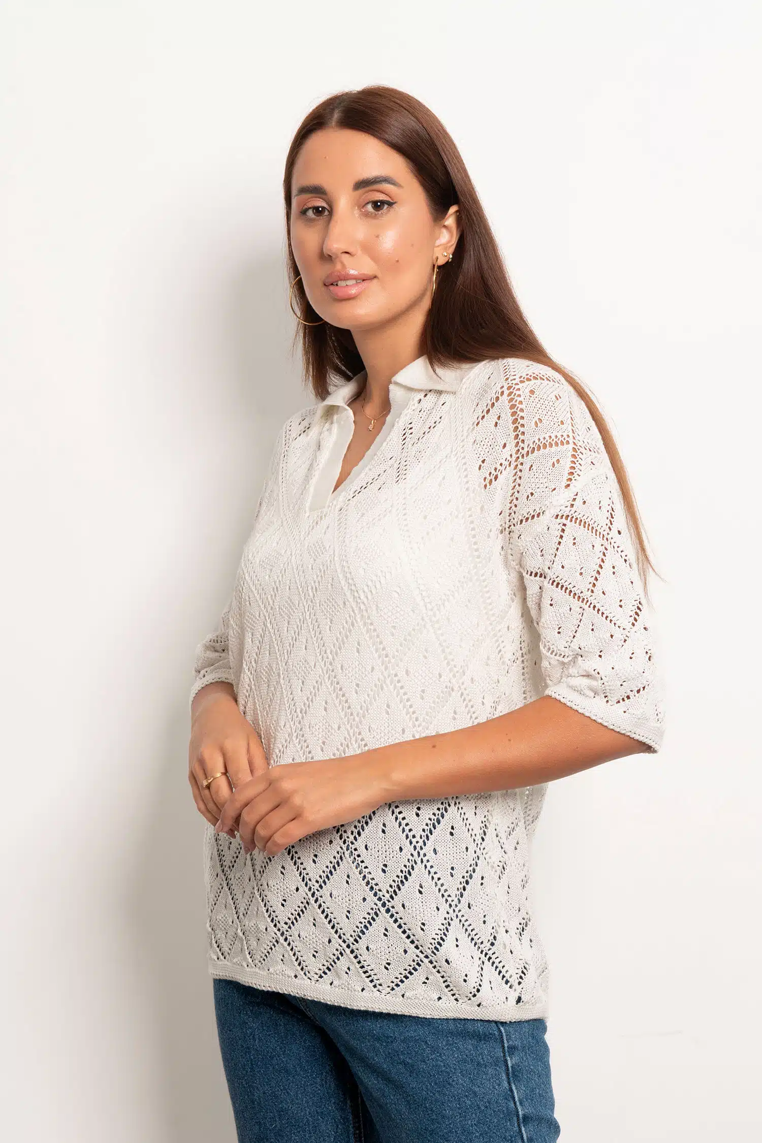 White Knit Polo Top 2 mitcha 1014849 scaled