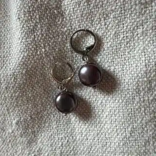 Purple pearl earrings