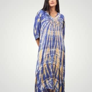 Navy Long Tie Dye Dress