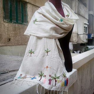 شال ريفى قطن تطريز يدوى بالخيط القطن