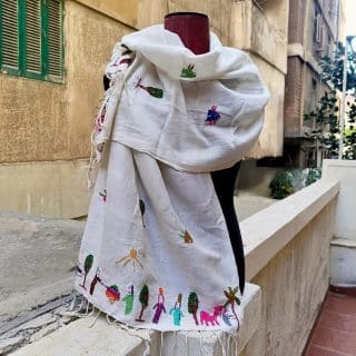 شال ريفى قطن تطريز يدوى بالخيط القطن