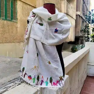 شال ريفى قطن تطريز يدوى بالخيط القطن