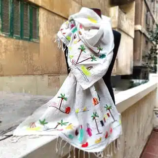 شال ريفى قطن تطريز يدوى بالخيط القطن