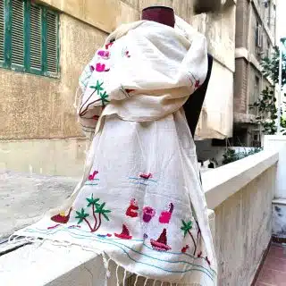 شال ريفى قطن تطريز يدوى بالخيط القطن