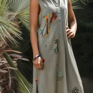 Ardi Olive Cotton Linen Dress